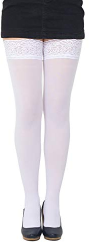 Färgglada ogenomskinliga 40 denier mikrofiber hold ups strumpor av SENTELEGRI, storlekar S-XXL, Vitt, L