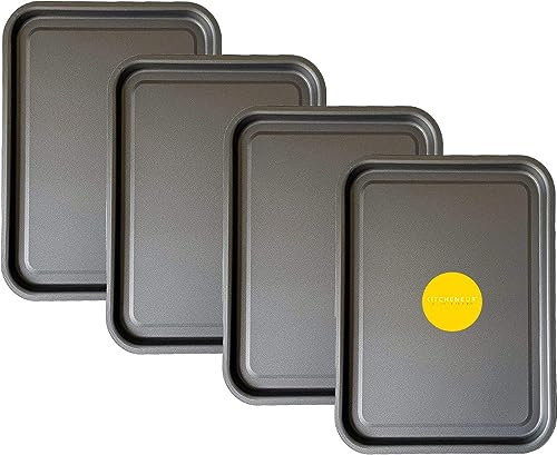 Set di 4 teglie da forno essenziali da 35 cm, antiaderenti per cuocere, cucinare e arrostire, confezione multipla di teglie e teglie da forno, lavabili in lavastoviglie e impilabili salvaspazio
