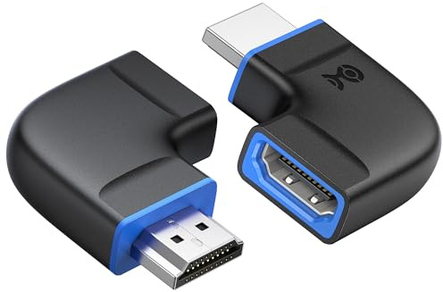 Cable Matters Combo-Pack 8K Flat Right Angle HDMI 2.1 Adapter with HDR, Supports 8K@60Hz / 4K@240Hz, 270 Degree and 90 Degree HDMI Adapter, Black