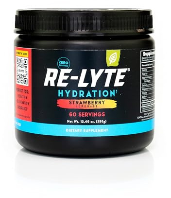 REDMOND Re-Lyte HYDRATION Drink Mix STRAWBERRY LEMONADE, lata de 380 g - Electrolitos en polvo, sin azúcar, con auténtica sal Redmond Real Salt y más de 60 minerales y oligoelementos esenciales
