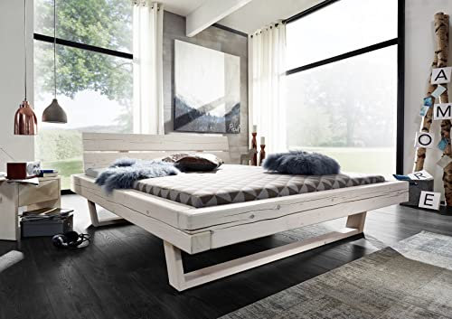 möbelando Balkenbett Doppelbett Bettgestell Ehebett Massivholzbett Bett Long Beach I 160x200 cm