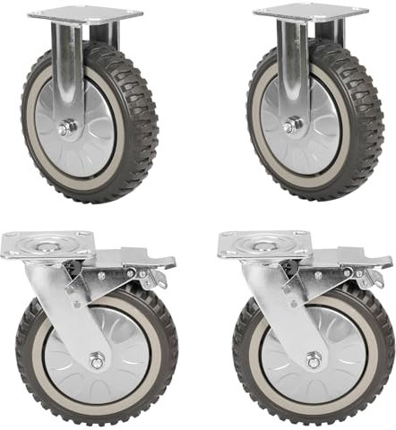 Nisorpa Heavy Duty Castor Wheels 200mm, Set of 4 Large Trolley Wheels 8 Inch Industrial Swivel Castors with 2 Brakes for Furniture up to 1400KG