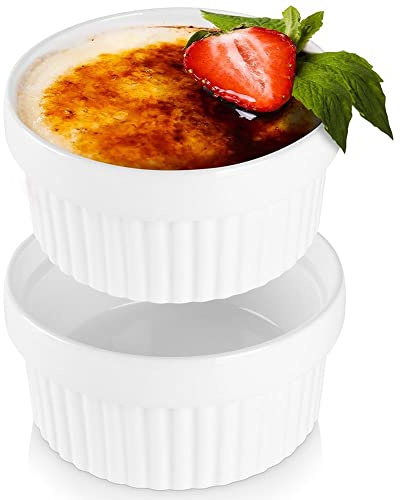 Auflaufschälchen Keramikschälchen Schüssel Schälchen Backförmchen Backschälchen Auflaufförmchen aus Keramik hitzebeständig weiß 2 Stück 2er-Set 250 ml