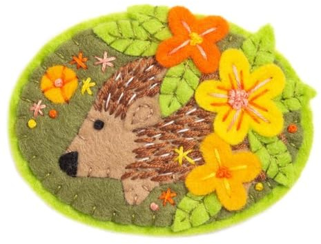 Hawthorn Handmade Igel-Filz-Broschen-Set, Bastelsets für Erwachsene, inklusive Wollfilzbögen, DMC-Garn, Sticknadel, Anleitung und mehr, ideales Basteln für Erwachsene, 7 cm Durchmesser