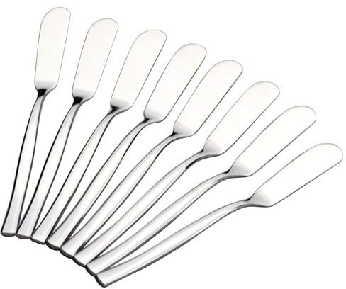 Minekkyes 8PCS Butter Knife Cream Spatula Serrated Stainless Steel Butter Knives, Dessert Cheese Knife Set