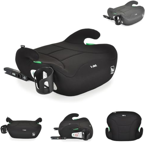 Moni Kindersitz, Sitzerhöhung i-Jet (125-150cm) Gruppe 3, Getränkehalter Isofix, Farben:schwarz