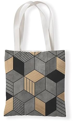 Carbono Tote Bag Graue Geometrie Bedruckt Vintage Einkaufstasche Bag,Canvas Tote Bag Aesthetic,Mit Zwei Langen Henkeln,Für Arbeit Büro Reisen Einkaufen Schule Und Alltag,30X40Cm