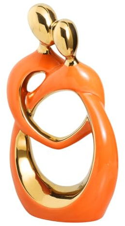 QBMYCN Statua in ceramica di coppia che abbraccia, statua di arte astratta moderna, scultura romantica di coppia astratta, per soggiorno, camera da letto, ufficio, ingresso, camino.