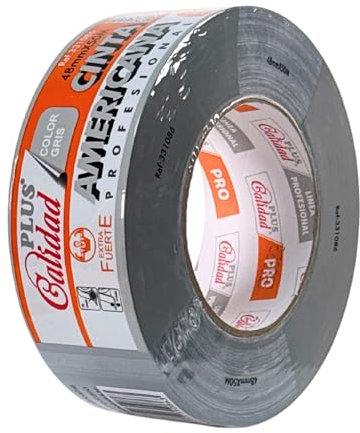 Plus Calidad Cinta Americana Extrafuerte 48mm x 50m x 0.2mm Color Gris para Embalaje, Cajas de Cartón de Mudanzas, Reparación. Precinto para Sellados Seguros, Fuertes y Resistentes (01 Rollo Gris)