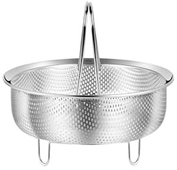 SHPii Food Grade Stainless Steel Steamer with Carrying Handle Three Legged Stand, Multifunctional Home Steamer, Essential for Healthy Cooking (5.5in)