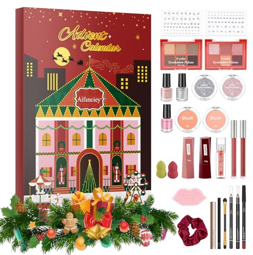 Adventskalender Mädchen 2025 Beauty, 24 Tage Exquisite Kosmetisch Weihnachtskalender für Mädchen Teenager Damen mit 24 Make up Produkten, Weihnachts Countdown Kalender Geschenksets