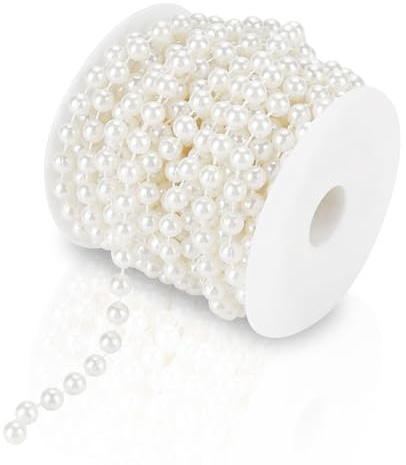 10 m/rotolo di fiocchi di perle di filo di perline ghirlanda stringa fai da te decorazione di nozze 8 mm (bianco)