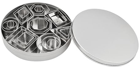 24PCS Stainless Steel Cookie Cutter Set, Geometric Shapes with 3 Sizes Each (Circle, Triangle, Hexagon, Oval, Rectangle, Square, Rhombus, Octagon), Cookie & Food Cutters for Baking and Lunch