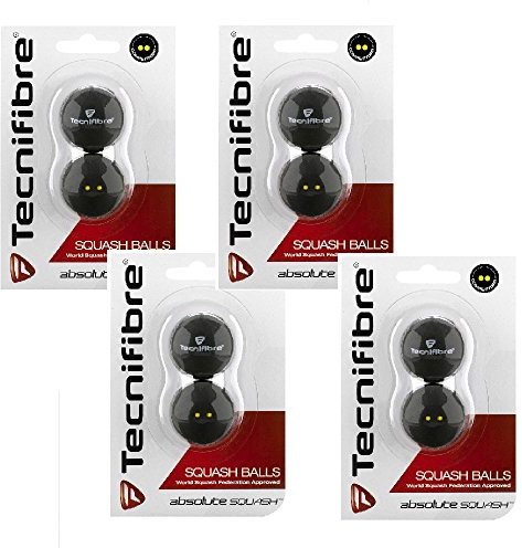 Tecnifibre Double Yellow Dot Squash Balls - 8 Pack