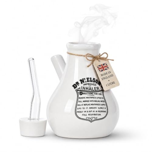 Dr Nelson Ceramic Steam Inhaler - 250ml, 500ml & 1 Litre (1 Litre) | Premium ceramic steam inhaler available in three practical sizes.