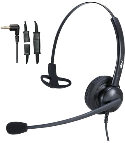 2.5mm Office Phone Headset with Noise Cancelling Microphone for Cisco Linksys SPA Panasonic Grandstream Gigaset and Cordless Phones
