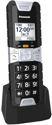 Panasonic Rugged Cordless Phone Handset Accessory Compatible with TGD8xx, TGE6xx and TGF9xx Series Cordless Phone Systems - KX-TGTA61B (Black)