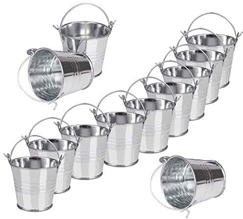 ISIYINER Mini Eimer 12 Stück Blecheimer Mit Tragegriff für Gartenpflanzen Home Party Dekoration 7,5 x 8 x 5,5 cm