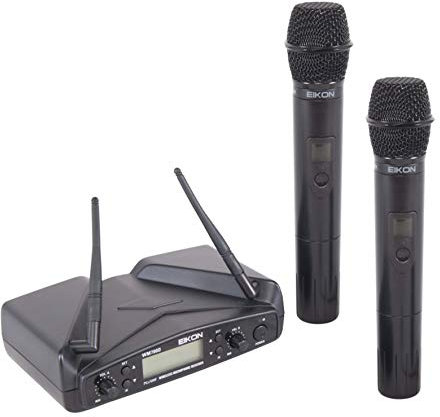 PROEL EIKON WM700DM (DUAL) - Coppia microfoni wireless palmare per karaoke, canto e live, Nero