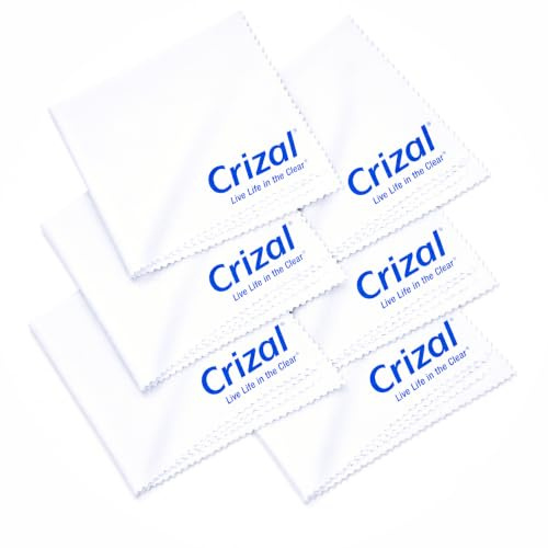 Crizal Eyeglass Cleaning Cloths – 6 Pack Premium Microfiber – Designed & Tested for AR-Coated Lenses – Trusted by Optical Professionals