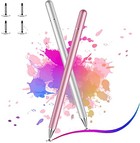 Pen for Samsung Tablet Stylus Pen for iPad, Tablet Stylus Pencil, Sensitivity Disc Tip & Magnetism Cover Pencil Cap, Compatible with Apple/iPhone/iPad pro/Mini/Air/Android/and All Devices（2 Pack）