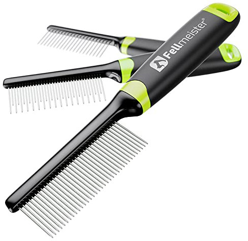 Fellmeister® Fellkamm & Gesichtskamm für Hunde & Katzen, Fell-Entwirrer, feine Zinken Hunde- & Katzenkamm für mittleres bis langhaar geeignet Kamm (3er Set)