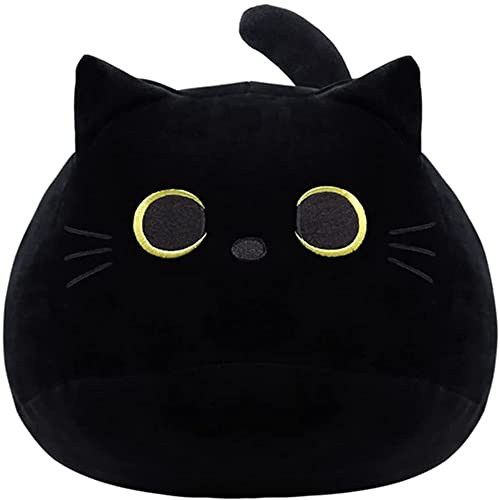 Cuscino per gatto nero in peluche con gatto nero cuscino kawaii per gatti grassi decorazione lombare per bambini decorazione per la casa regalo per ragazzi ragazze compleanno San Valentino Natale