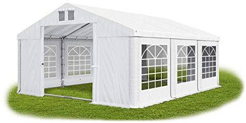 Das Company Tenda per feste, 4 x 6 m, ignifuga, impermeabile, bianca, con telaio del pavimento, 620 g/m², in PVC, solida tenda da giardino Summer Floor FR