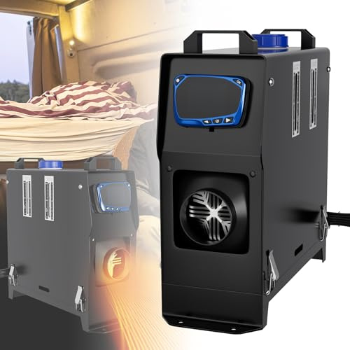 YARDIN Riscaldamento Diesel 12 V 8 KW, Riscaldatore ad Aria Diesel, Riscaldamento ad Aria Diesel con Telecomando, Monitor LCD, Silenziatore per Auto, Camper, Camper - Nero, Tipo A