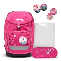 ergobag prime zaini zaino scolastico ergonomico per bambini, scuola elementare, Set di zaini da 4 pezzi, 20 litro, 1100g StarlightBear - Pink
