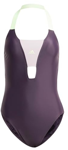 adidas Donna Sportswear Colorblock Swimsuit, Aurora Black/Preloved Fig, 38