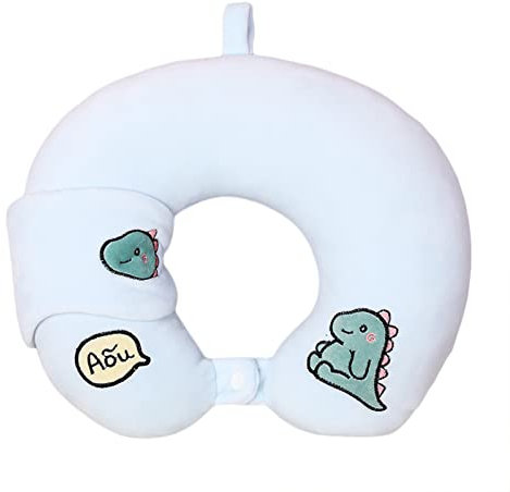Nackenkissen, Reisekissen Nackenstützkissen Mit Schlafaugenmaske, U-förmiges Nackenhörnchen für Erwachsene und Kinder Reisekissen Zum Schlafen, Reisen Camping (Blau)