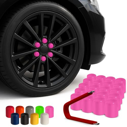 ColorLugs Vinyl Lug Nut Cover | Bubble Gum Pink | Flexible Fit Wheel Lug Nut Cap | Fits 17 mm | Pack of 20 | Includes Deluxe Extractor | Made in The USA