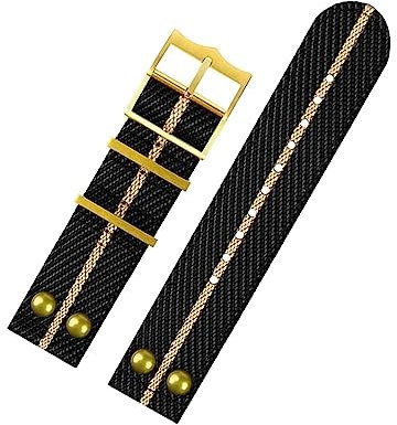 dayeer Nylon-Gewebearmband für Omega Seamaster 300 Canvas-Armband, 20 mm, 22 mm, Nieten-Armbänder (Color : A30 gold buckle, Size : 20mm)