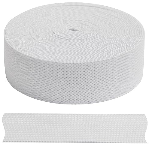 AERZETIX - C67536 - Bande élastique plate tressée 5 mètres - largeur 25 mm - en polyester + latex - couleur blanc