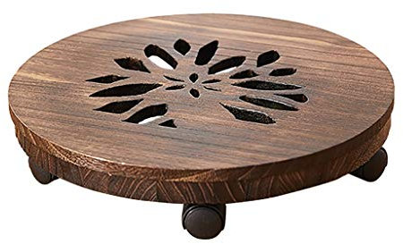 Plataforma rodante para plantas de madera con ruedas, ruedas para carrito de macetero para interiores y exteriores, posavasos con ruedas, bandeja móvil para macetas, paleta para maceteros para el jard