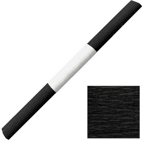 Krepppapier wasserfest & farbfest 50x250cm – dehnbar – Bastelkrepp für Blumen, Schultüten, Dekoration & Basteln – reißfestes Bastelpapier – Farbwahl (schwarz)