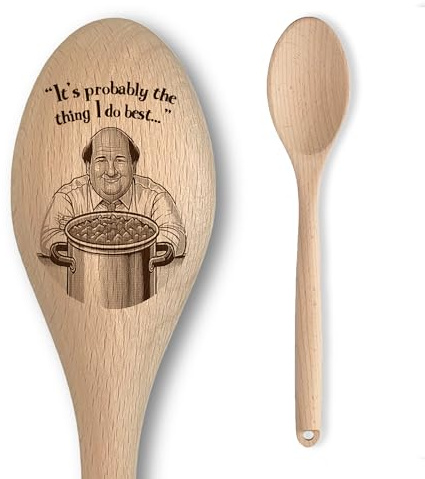 The Laser Factory Cucchiaio di legno ispirato a The Office Kevin Malone – Iscrizione sul peperoncino di Kevin – Divertente regalo di cucina per uomini e donne – Articolo non ufficiale per i fan (Peper