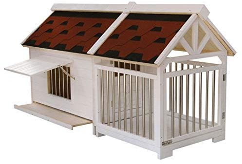 WYRMB Hühnerstall, Outdoor-Hundehütte aus massivem Holz, regenfest, korrosionsbeständig, mittelgroßer und großer Hundekäfig aus Holz, Heimtierbedarf, Geflügelpflege (weiß, 129 x 66 x 78 cm)
