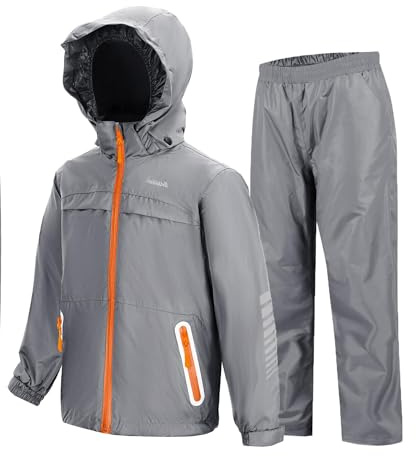 SWISSWELL Kids Rain Gear Boys Girls Suit Waterproof Windproof Youth Rain Jacket and Pants Set Windbreak Raincoat for Golf Fishing Hiking Travel School