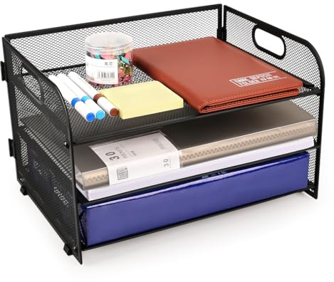 Din a 4 Ablagefächer Stapelbar, Briefablage a4, Dokumentenablage a4 quer, Aktenablage Papierablage, Büro Schreibtisch Organizer Schwarz Metall