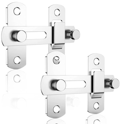 BEPSYOM Chiavistello per Porta in Legno, in Acciaio Inox, con 4 Viti, Serratura Scorrevole, Chiusura Porta, per Cancello, Catenaccio, Adatto per Finestre, Giardini, Bagni