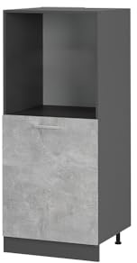 Vicco Herdumbauschrank R-Line, Beton, 60 cm | Backofennische auf komfortabler Höhe · 2 Einlegeböden · Höhenverstellbare Füße · 1 Tür · Einfache Integration ✓