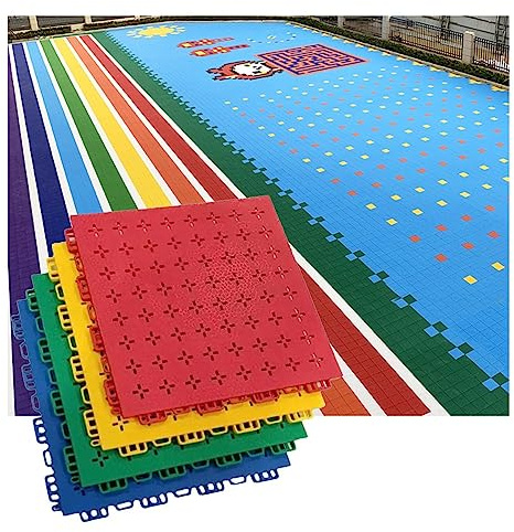 Dalles de sol modulaires emboîtables de 30,5 cm/1 pi pour jardin d'enfants, tapis de sol de sport à épissure en plastique à faire soi-même pour les lieux de sport intérieurs et extérieurs, jaune, 10
