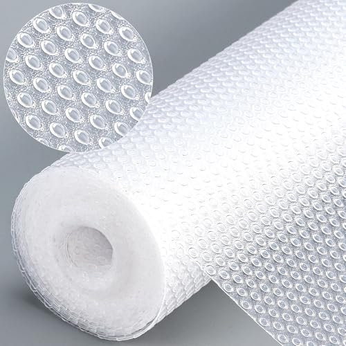 Dntorx Schubladenmatte Nicht Klebend 45x600cm, Antirutschmatte Schubladen mit 70 Stück Doppelseitige Klebepunkte Eva wasserdichte Schrankpapier für Regale Küche Schubladen Kühlschrank (Transparent)