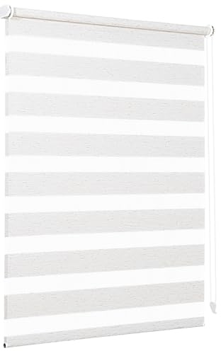 Sekey Doppelrollo Klemmfix ohne Bohren für Fenster, Doppelrollo 75 cm breit, Duo Rollo Jalousie Sonnenschutz, 75x100cm, Leinen