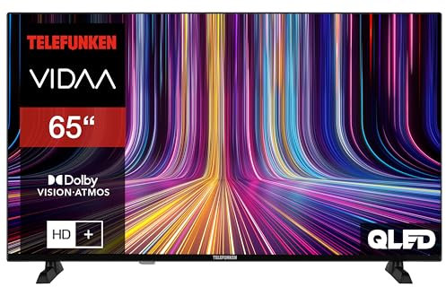 Telefunken QLED Fernseher 65 Zoll Smart TV VIDAA QU65VP750S 4K Fernseher UHD, HDR TV mit Dolby Vision, Dolby Atmos, Triple-Tuner und 6 Monate HD+ inkl., LED TV schwarz