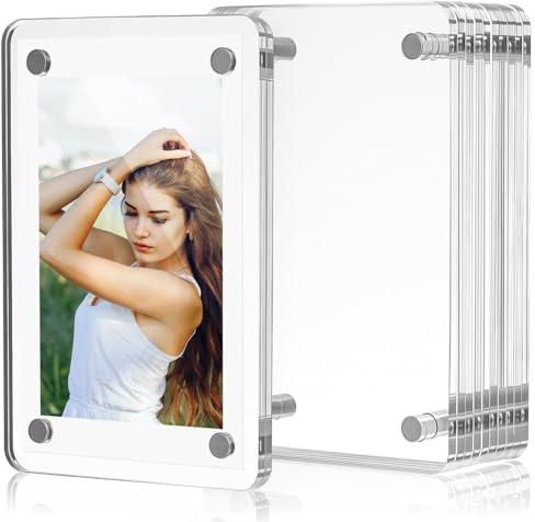 Alipis Magnetrahmen Für Bilder Aus Transparentem Acryl – Doppelseitiger Magnetischer Fotorahmen 3.5 X 4 Zoll Für Kühlschrank Und Büro – Leichter Bilderhalter Für Zuhause Und Geschenkset