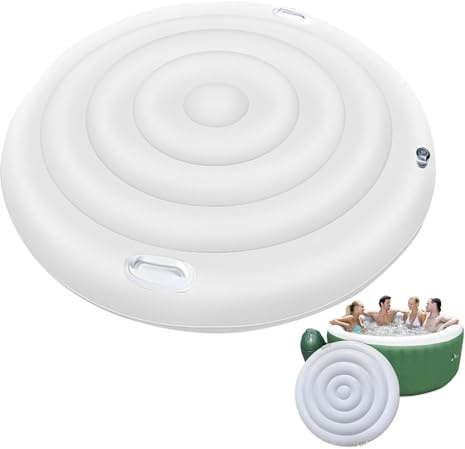 Whirlpools Abdeckung, Ø160 cm Thermoabdeckung für Whirlpools, Aufblasbare Abdeckung für Whirlpools, Winddichter & Regenfester, Schnelles und Einfaches Aufblasen und Entleeren, Whirlpoolzubehör