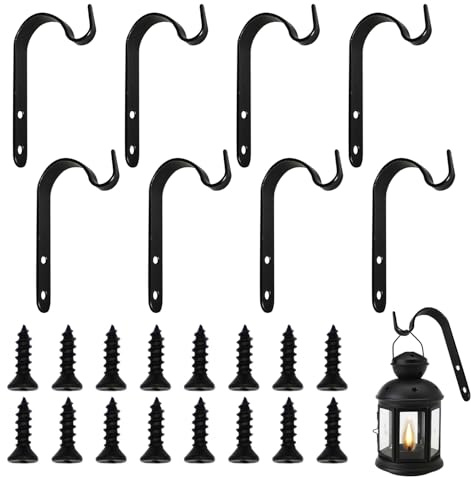 SYEYCW 8 Stück Wandhaken Blumenampel, Pflanzenhalterung Eisen Wandhaken, Kleine Metall Garten Klammer Haken, Wandhaken für Blumenampel, für Blumenkörbe, Hängekörbe, Laterne, Vogelfütterer, Windspiele